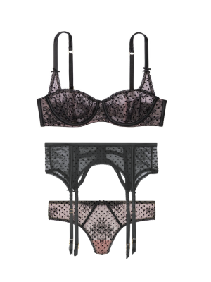 Комплект Dream Angels Unlined Dot Black Lace Bra Set