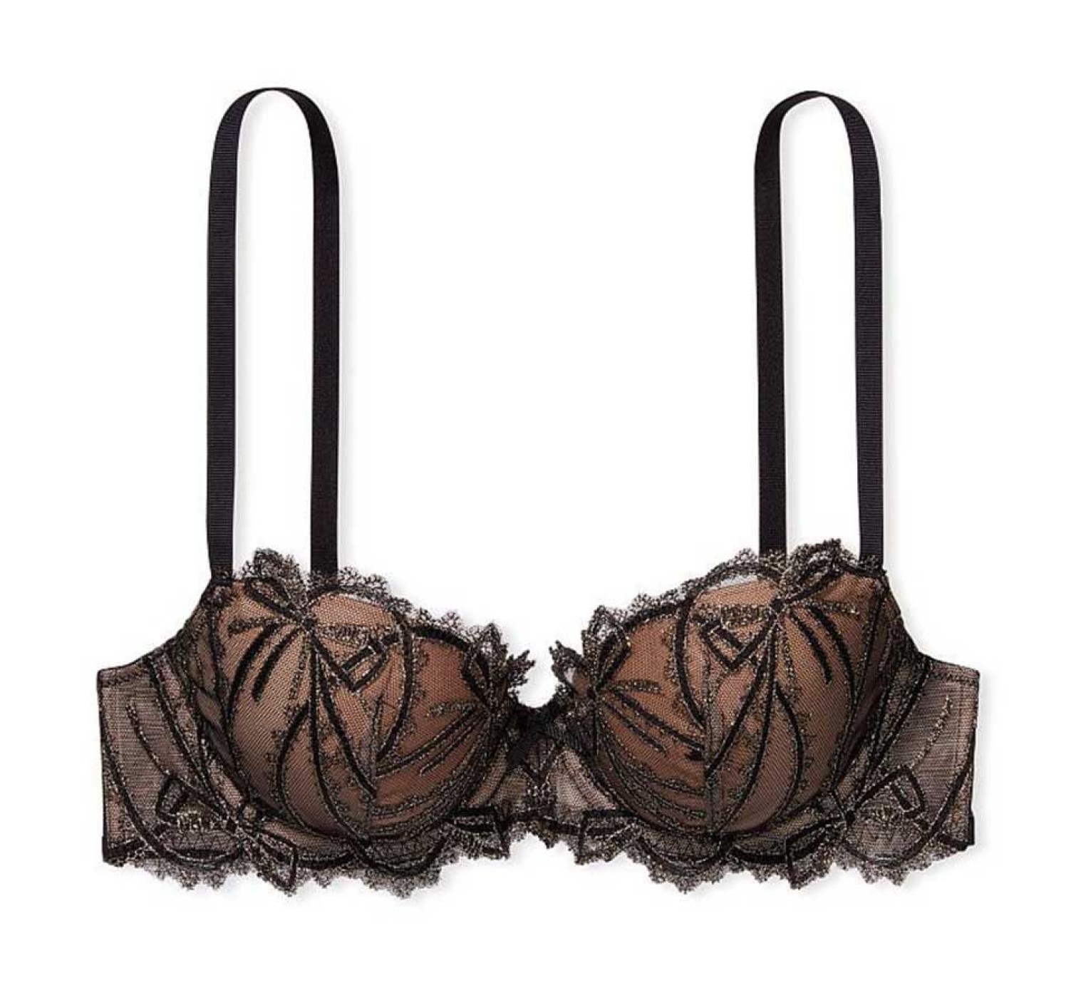 Комплект Very Sexy Black Gold Lace Embroidered Push Up Bra