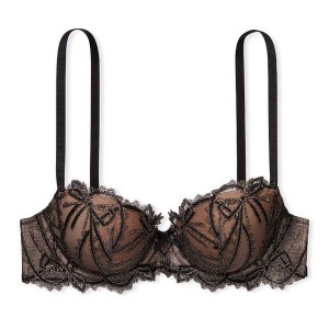 Комплект Very Sexy Black Gold Lace Embroidered Push Up Bra