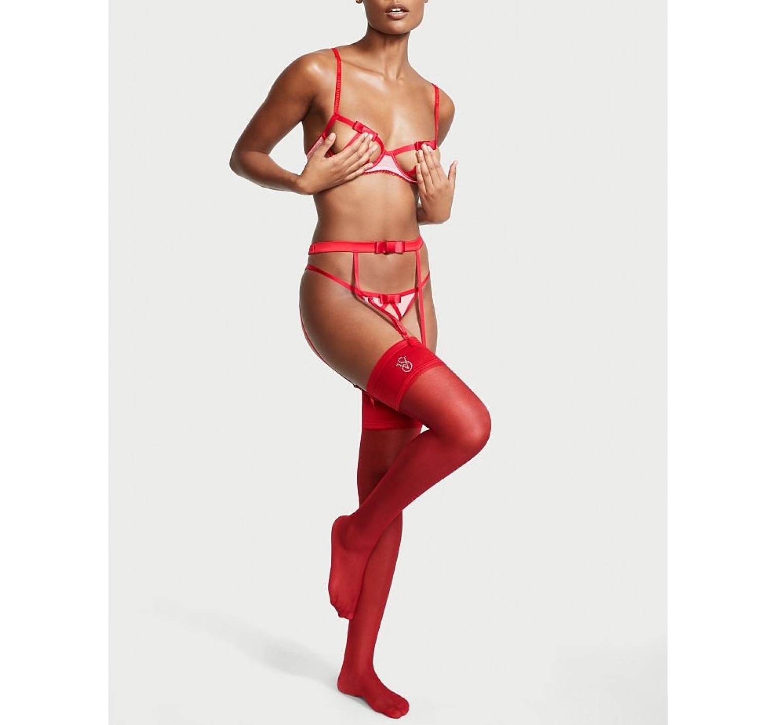 Комплект Very Sexy Open Cup Demi Bow Unlined Balconet Lipstick