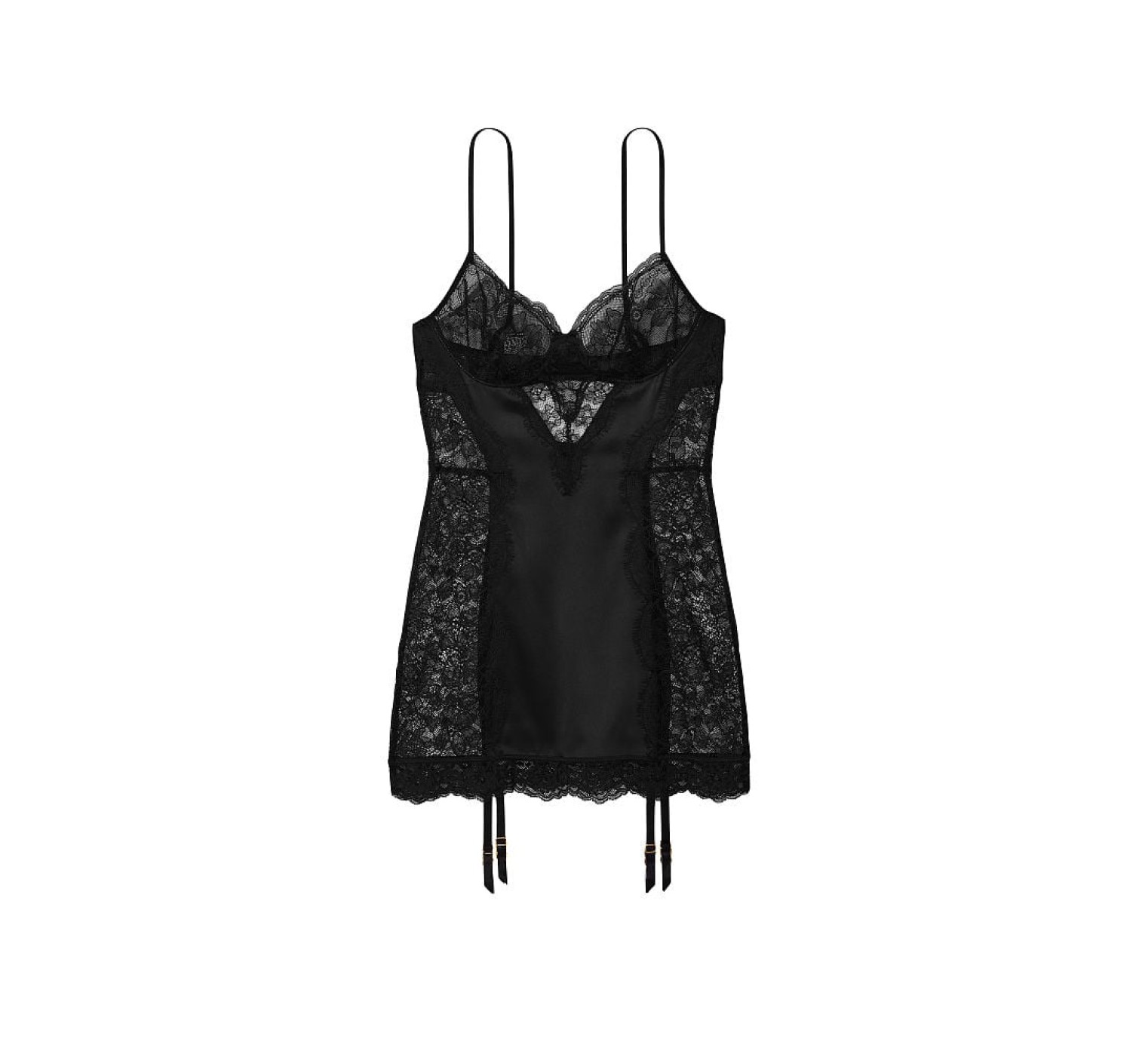 Пеньюар Black Lace Panel Garter Slip