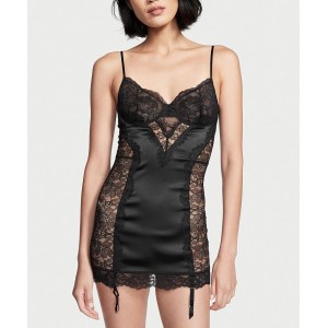 Пеньюар Black Lace Panel Garter Slip