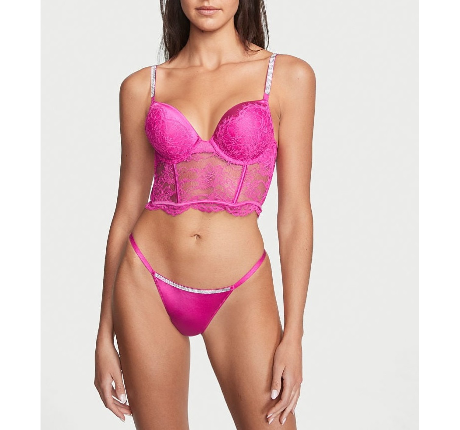 Трусики V-Hardware Fuschia Frenzy Shine V-String Panty