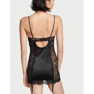 Пеньюар Black Lace Panel Garter Slip