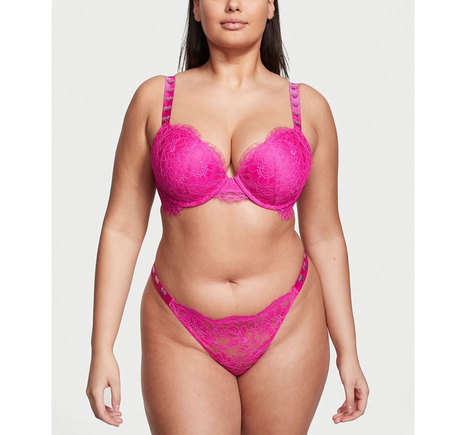 Трусики Shine Strap Fuschia Frenzy Lace Brazilian Panty