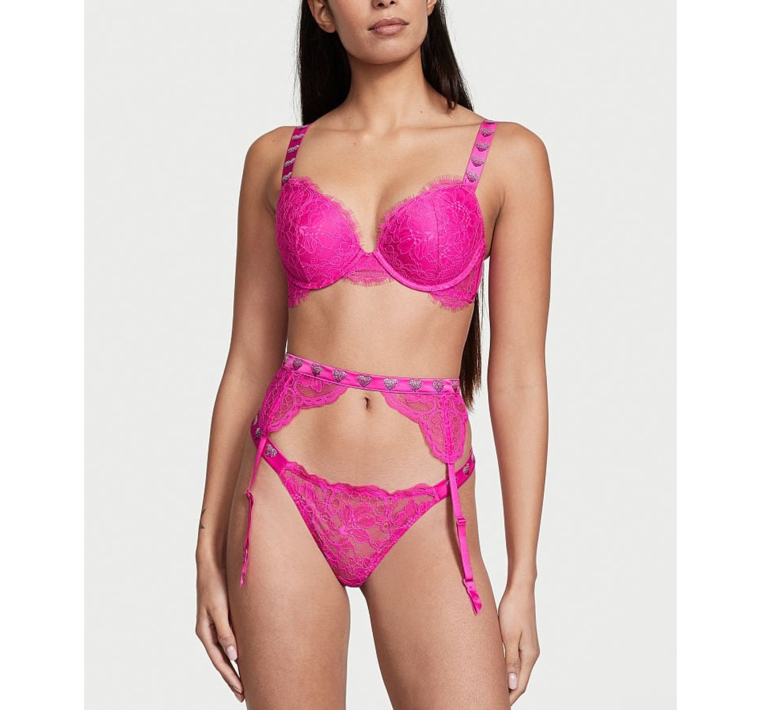 Трусики Shine Strap Fuschia Frenzy Lace Brazilian Panty