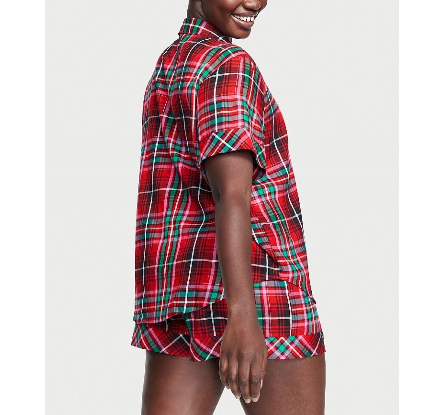 Пижама Bright Tartan Plaid Flannel Short Pajama Set