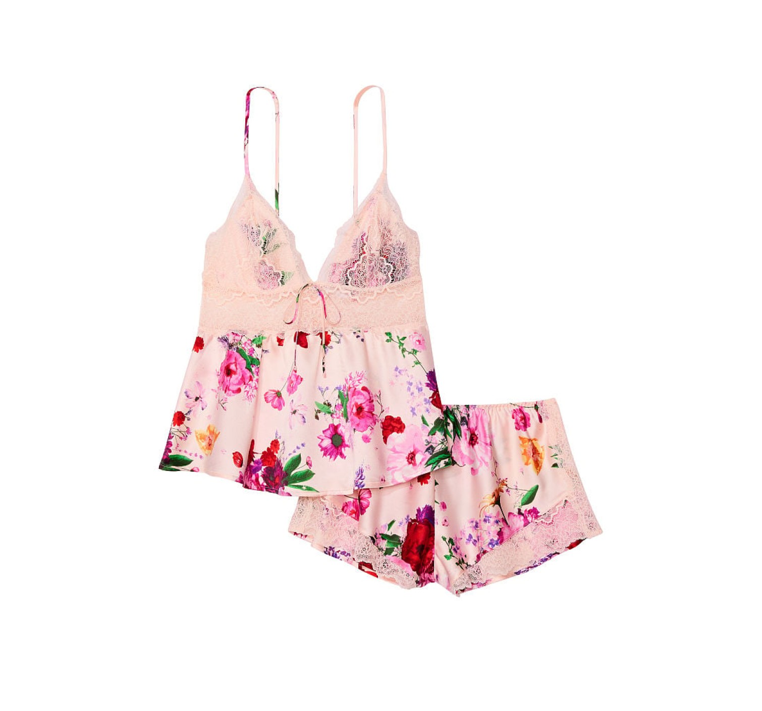 пижама Stretch Lace & Satin Cami Set Pink Blossom  