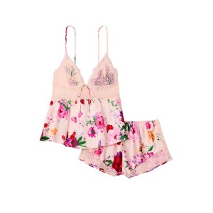 пижама Stretch Lace & Satin Cami Set Pink Blossom  