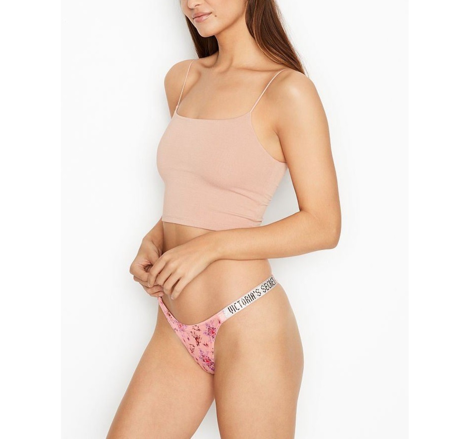 Трусики Shine Strap Floral Logo Brazilian panty 