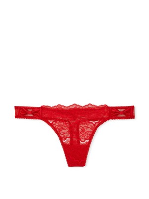 Трусики Lipstack Red Satin Bow Lace Thong Panty