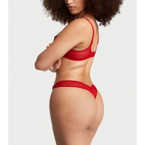 Трусики Lipstack Red Satin Bow Lace Thong Panty