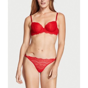Трусики Lipstack Red Satin Bow Lace Thong Panty