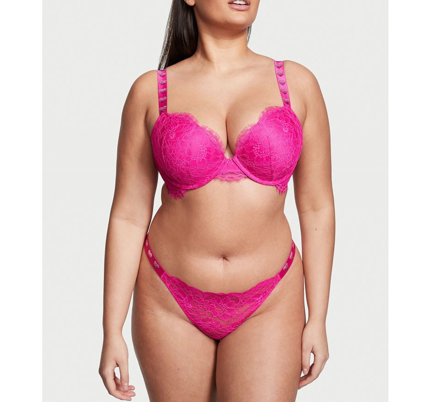 Комплект Shine Strap Lace Fuchsia Frenzy Push-Up Bra Set