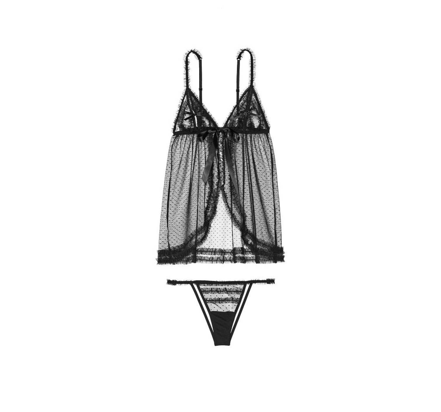 Пеньюар Black Mesh Peekaboo Babydoll Set