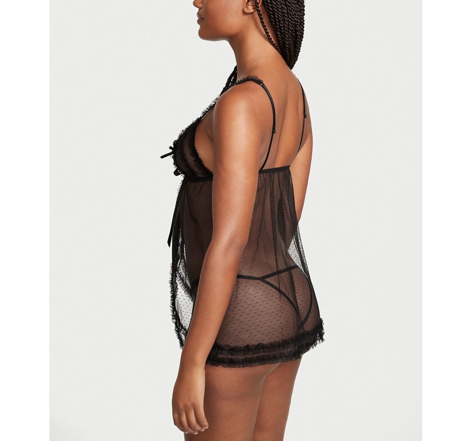 Пеньюар Black Mesh Peekaboo Babydoll Set