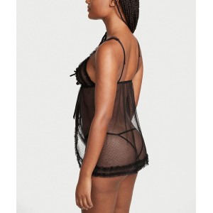 Пеньюар Black Mesh Peekaboo Babydoll Set