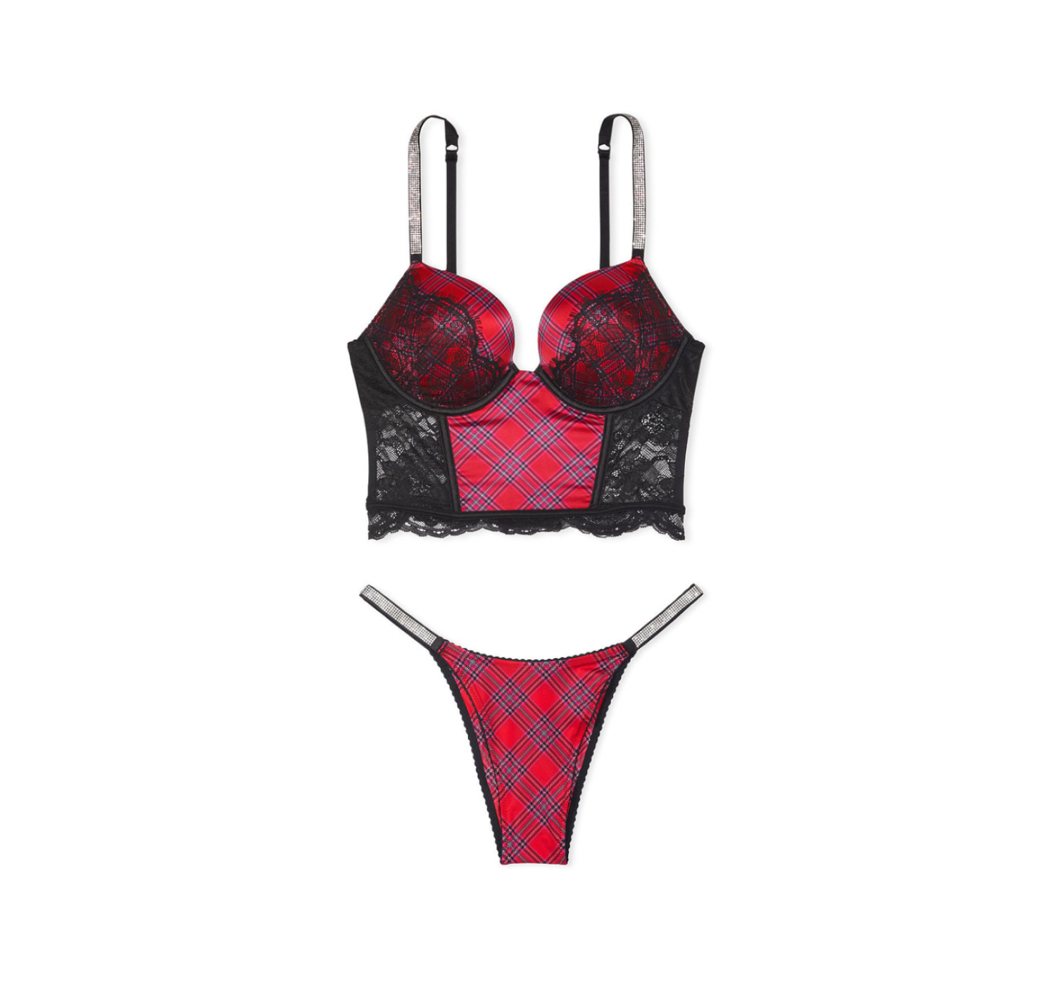 Комплект Bombshell Add-2-Cups Push-Up Corset Top Lacy Plaid