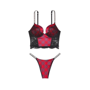 Комплект Bombshell Add-2-Cups Push-Up Corset Top Lacy Plaid