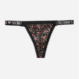 Трусики VS Shine Strap Thong Panty black leo