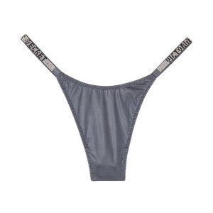Трусики Grey Skinny Logo Shine strap thong panty