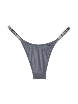 Трусики Grey Skinny Logo Shine strap thong panty