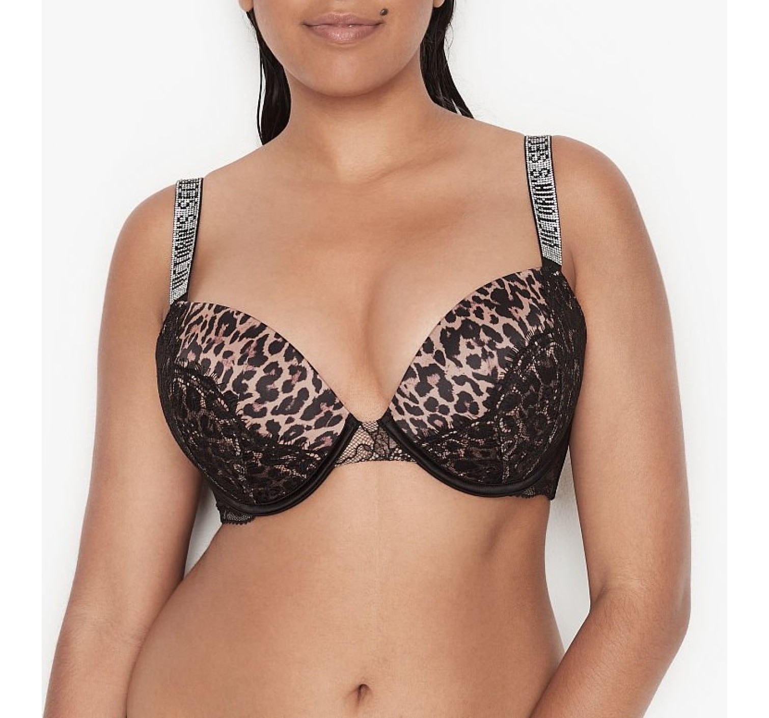 Комплект білизни VS Very Sexy Leopard Lace Shine Strap Push-up Bra set