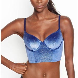 Бюстгальтер Victoria's Secret подовжений, синій оксамит з люрексом
