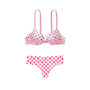 Комплект White Push-up Bra Heart print Set