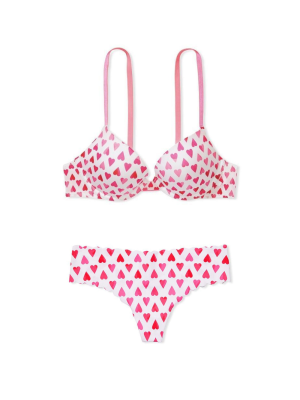Комплект White Push-up Bra Heart print Set