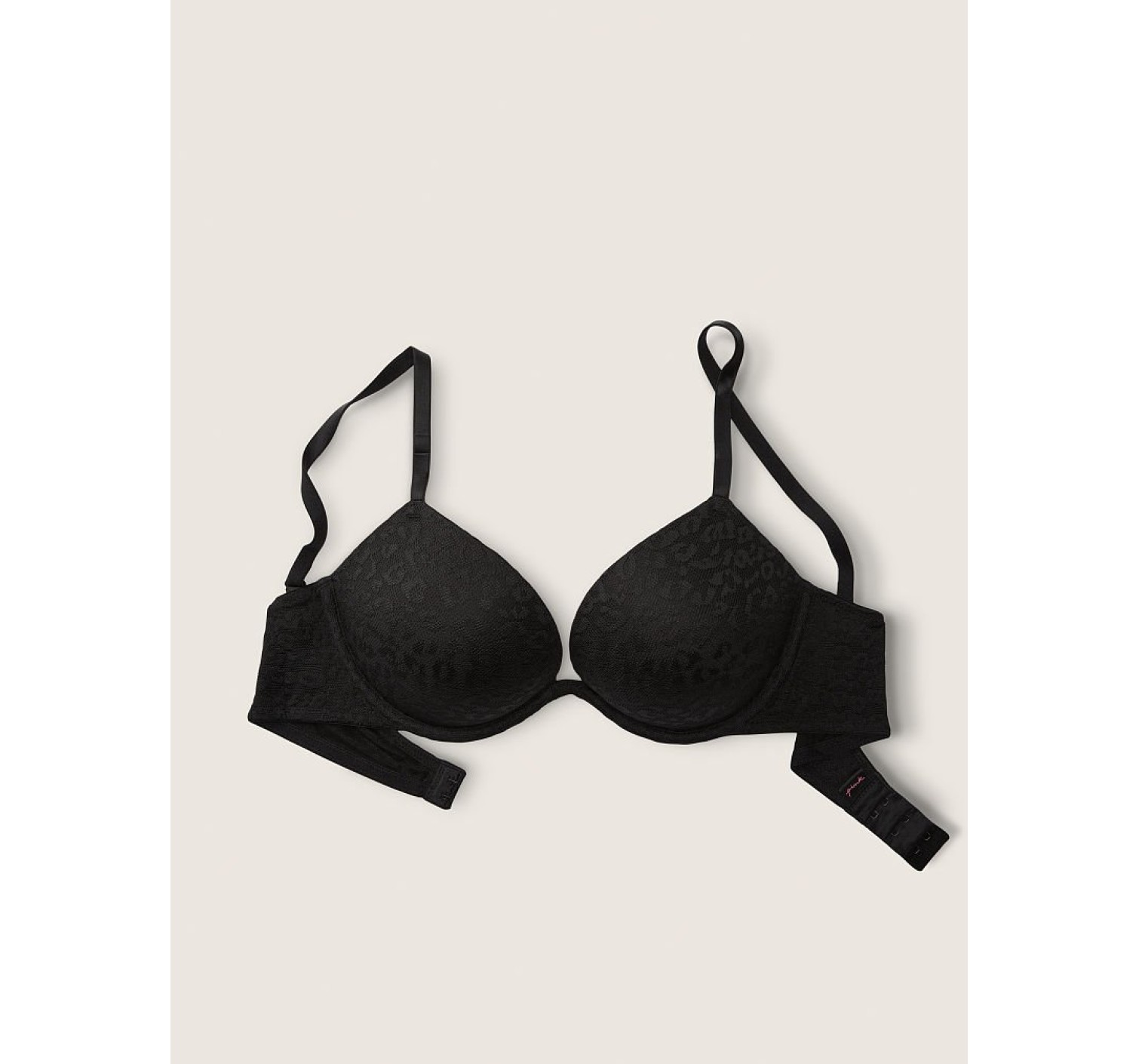 Бюстгальтер PINK super push up Black lace bra