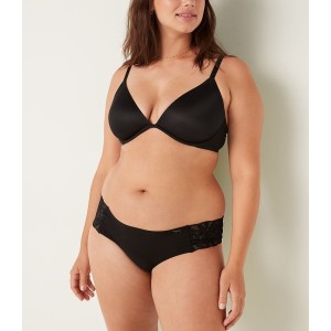 Трусики PINK No show Lace Trim Cheeky panty Black