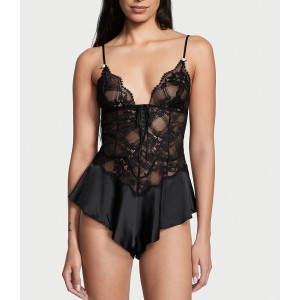 Ромпер Lattice Lace Romper Black
