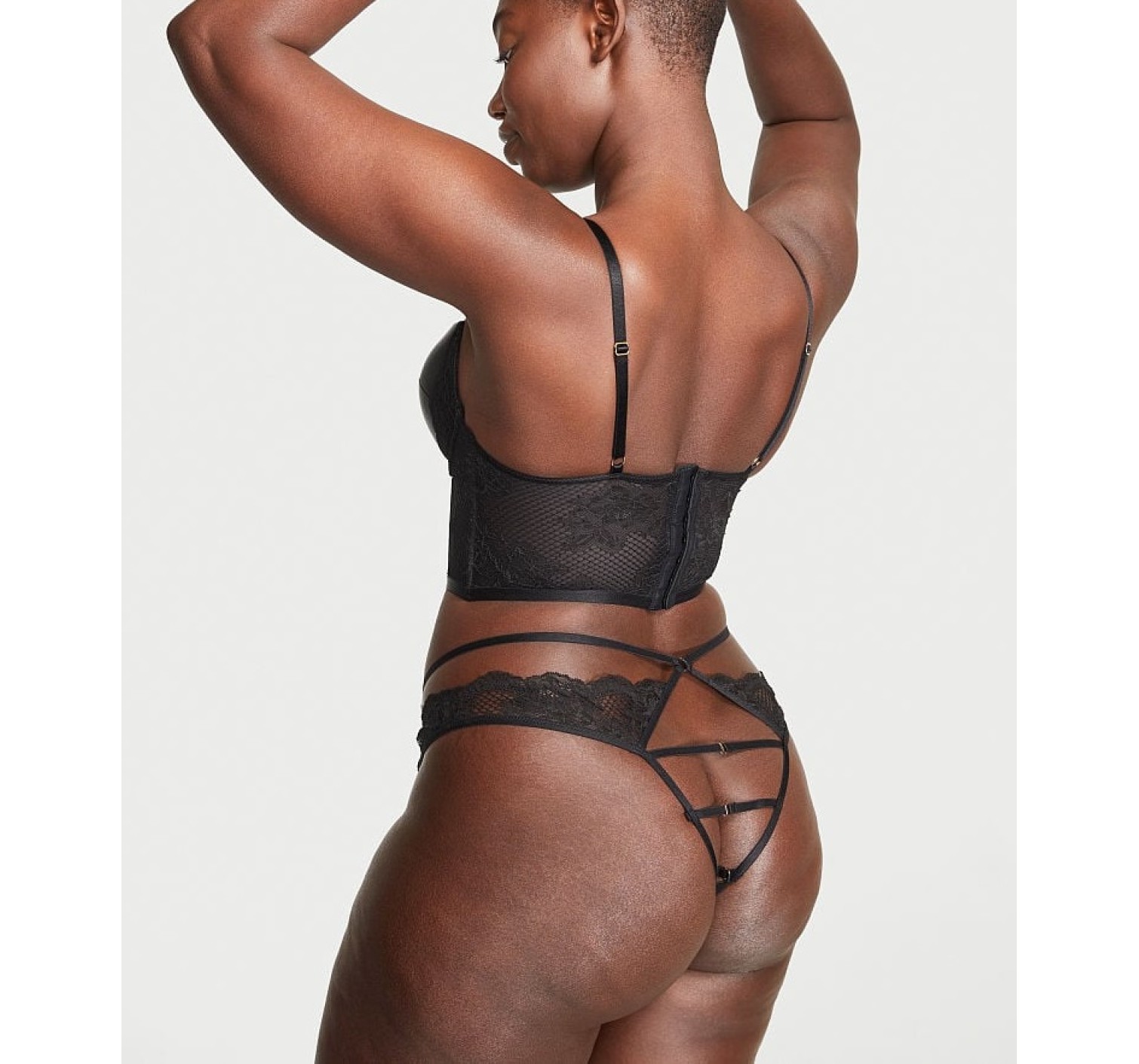 Комплект Faux Leather Fishnet Push-Up Bra Set
