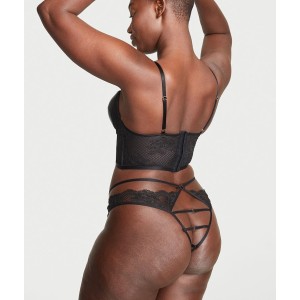 Комплект Faux Leather Fishnet Push-Up Bra Set