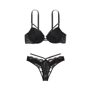 Комплект Faux Leather Fishnet Push-Up Bra Set