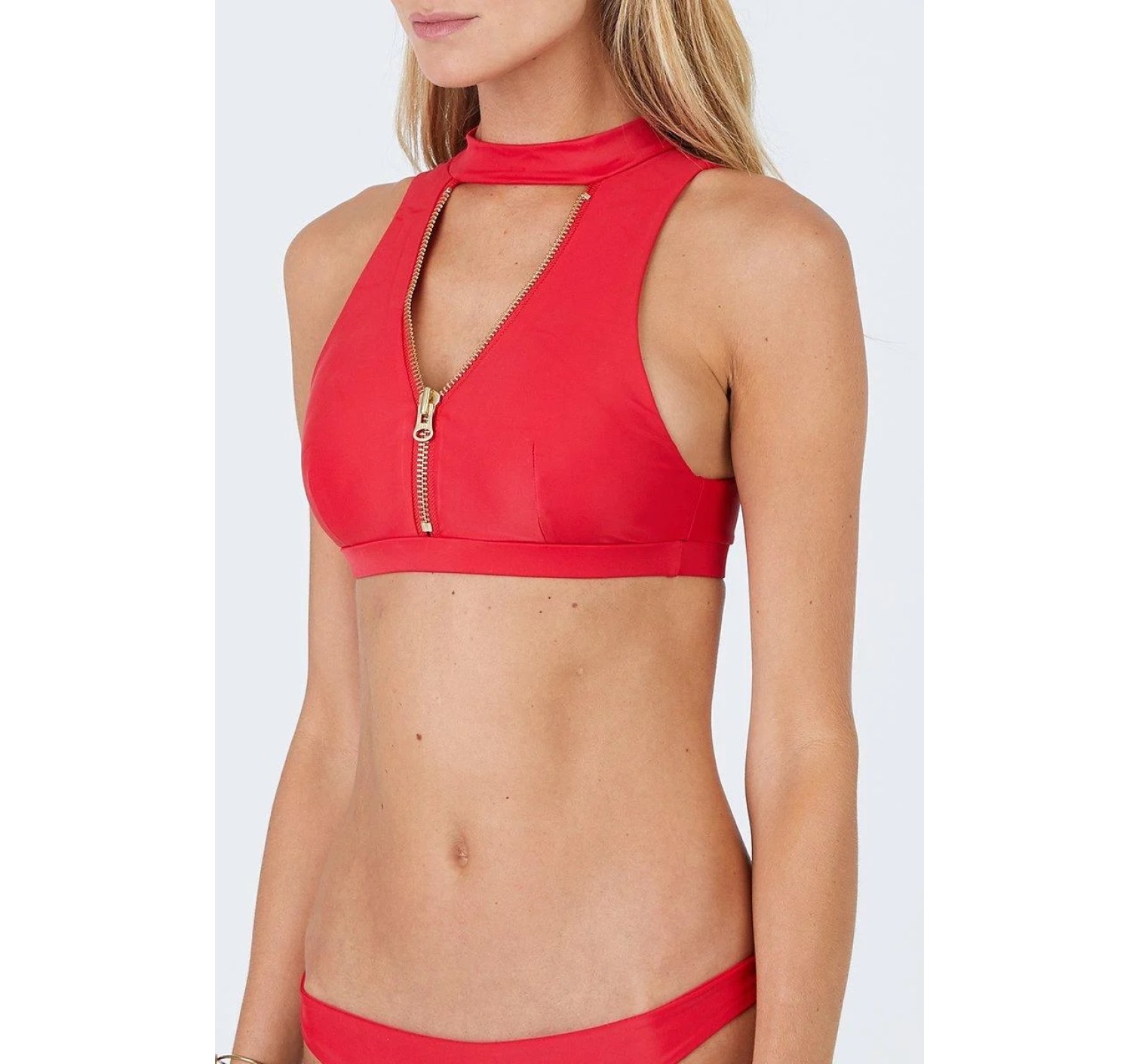 Купальник Beach Bunny High Neck Zipper Top Bikini Red