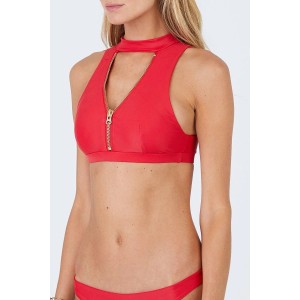 Купальник Beach Bunny High Neck Zipper Top Bikini Red