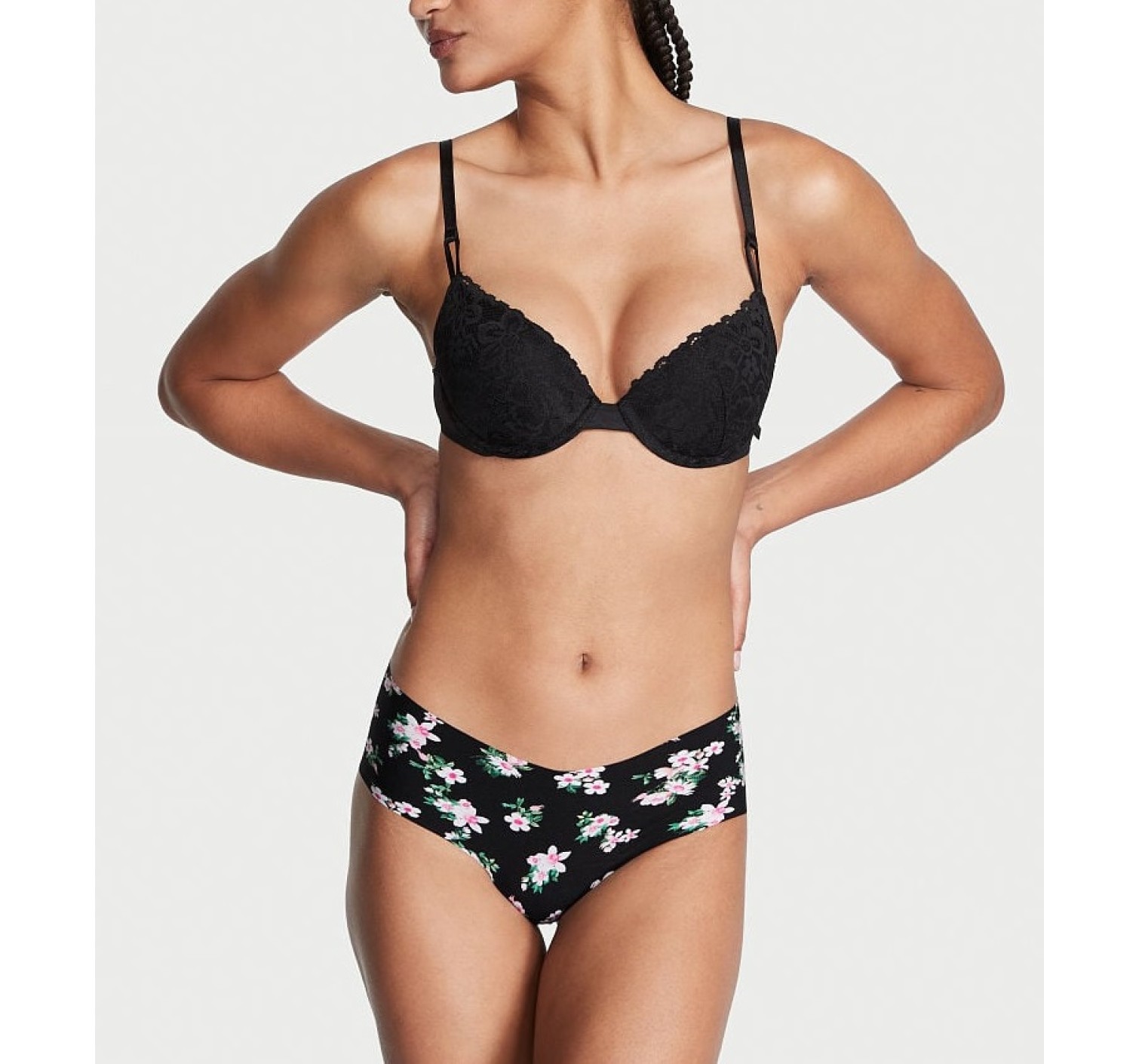 Трусики No show Cheeky Panty Black Floral