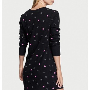 Ночная рубашка Thermal Sleepshirt black Mini Heart Print