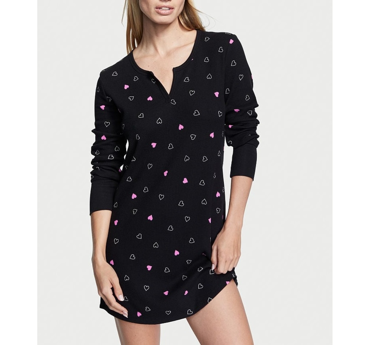 Ночная рубашка Thermal Sleepshirt black Mini Heart Print