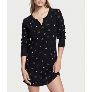 Ночная рубашка Thermal Sleepshirt black Mini Heart Print