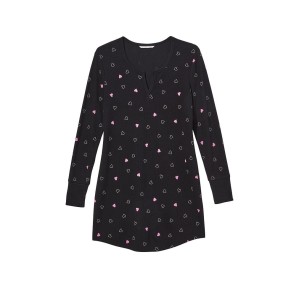 Ночная рубашка Thermal Sleepshirt black Mini Heart Print