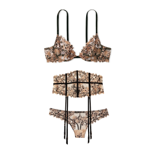 Комплект Floral Embroidered Waist Cincher Leopard set