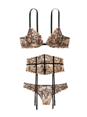 Комплект Floral Embroidered Waist Cincher Leopard set
