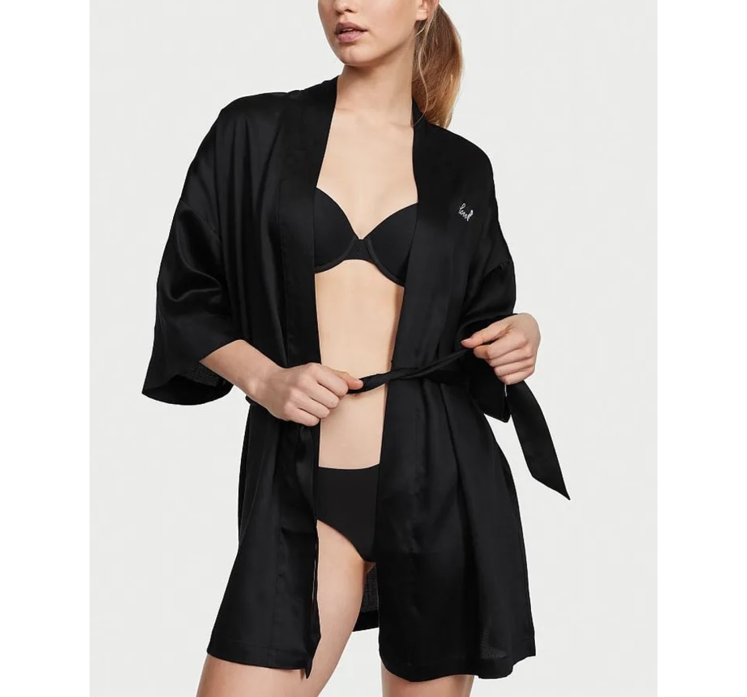 Халат Tencel Short Black Robe 