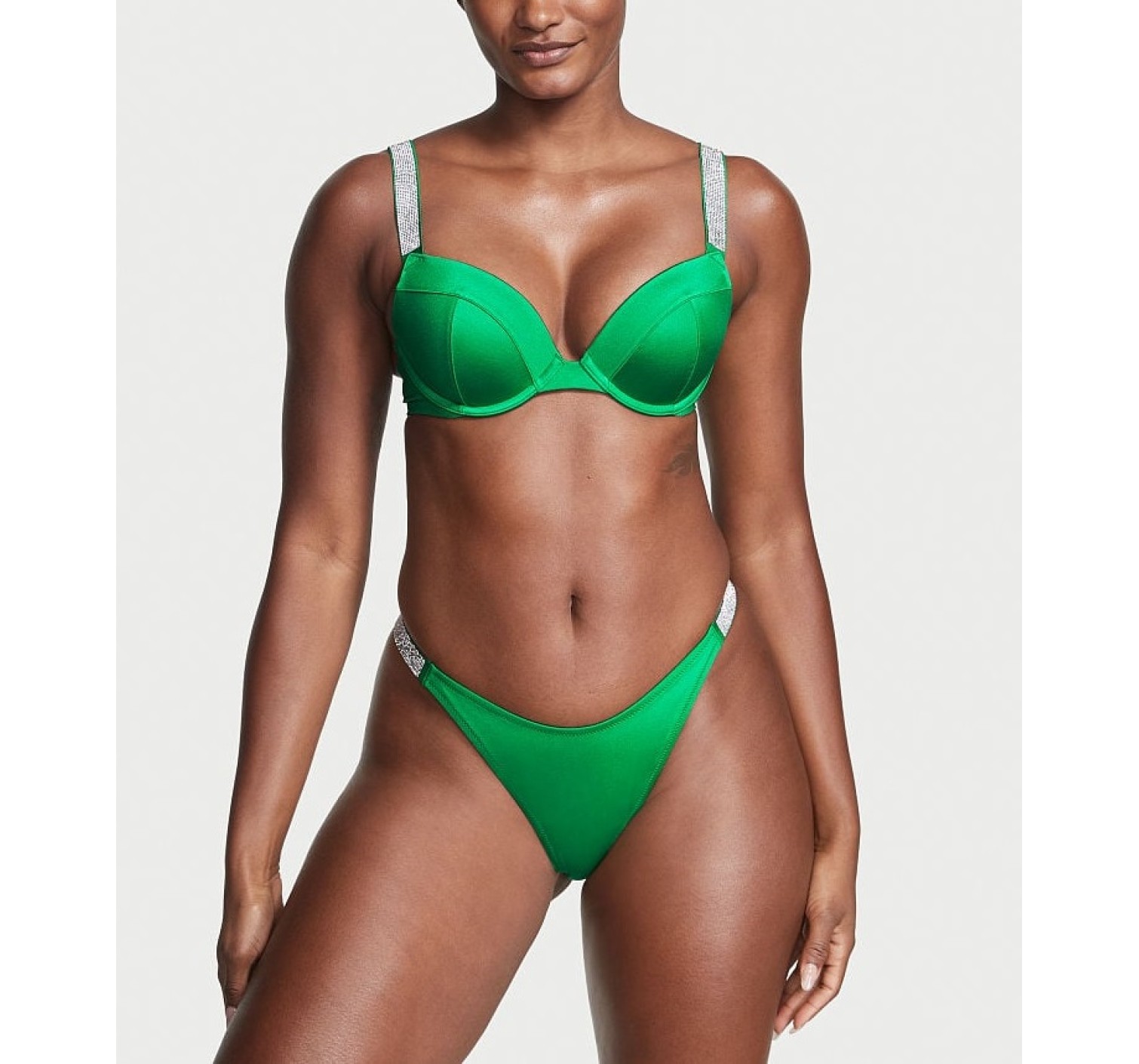 Купальник Shine Strap Sexy Tee Push-Up Bikini Verdant Green