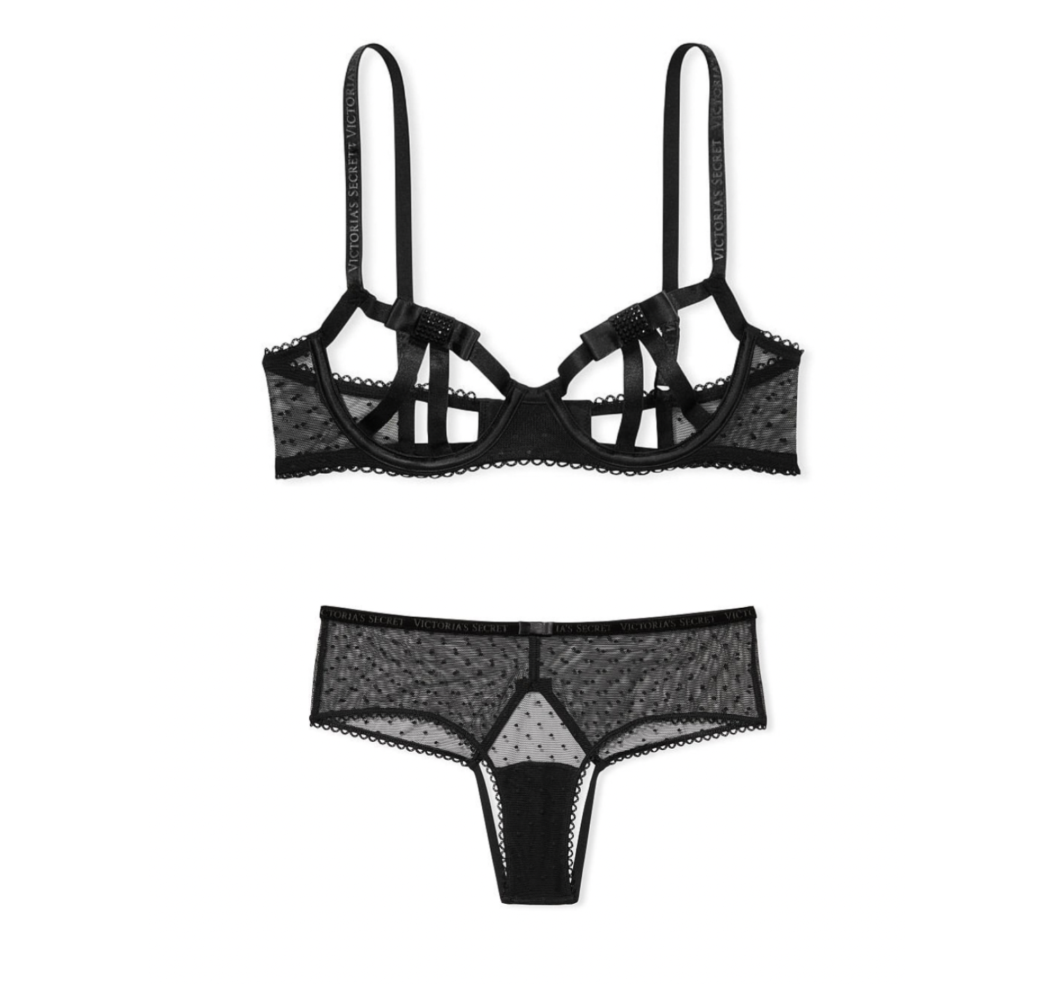 Комплект Very Sexy Open Cup Demi Bow Unlined Balconet Cheeky Black Set