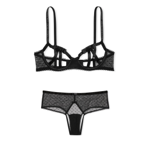 Комплект Very Sexy Open Cup Demi Bow Unlined Balconet Cheeky Black Set