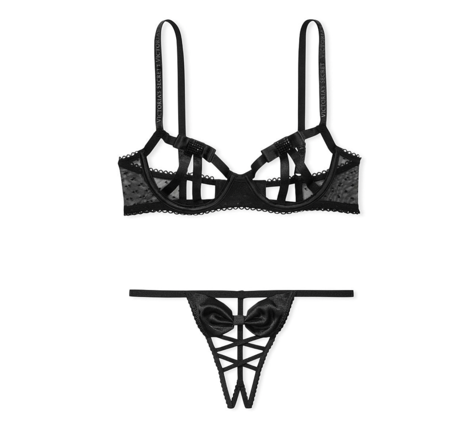  Комплект Very Sexy Open Cup Demi Bow Unlined Balconet Thong Black Set